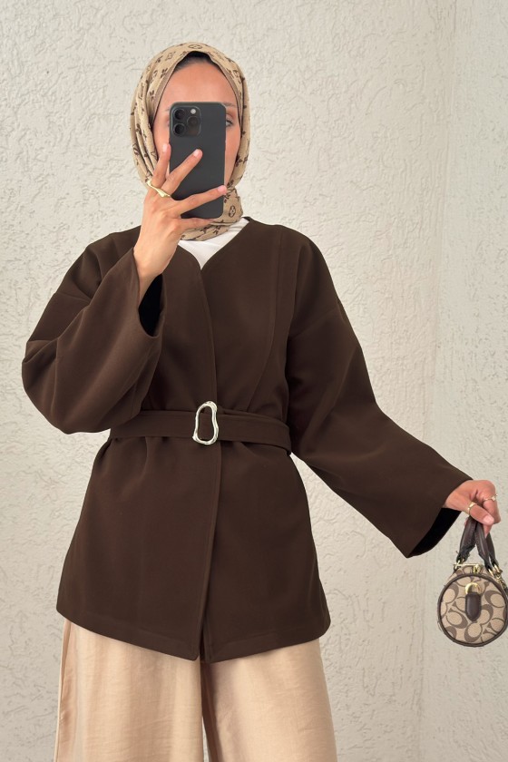 Premium Kaşe Kaban 0019 - KAHVERENGİ