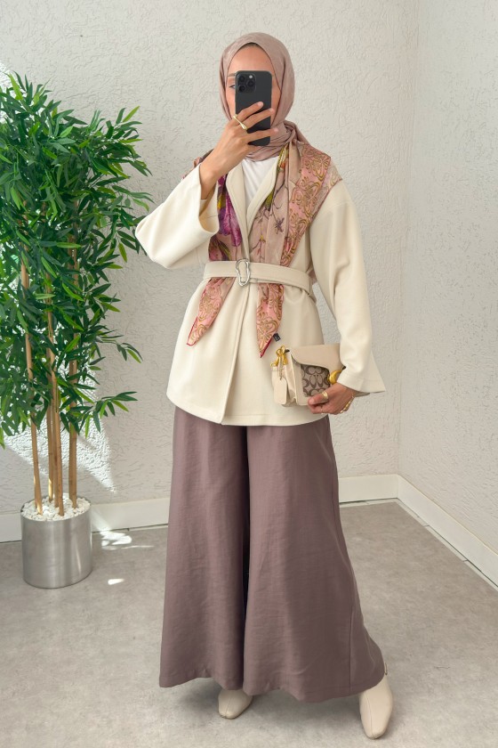 Premium Kaşe Kaban 0019 - KREM