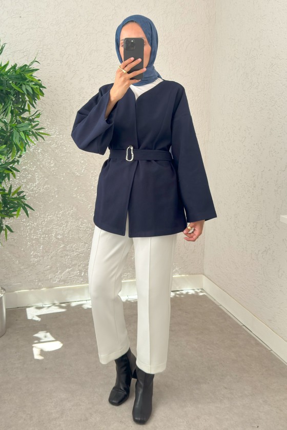 Premium Kaşe Kaban 0019 - LACİVERT