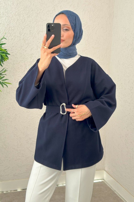 Premium Kaşe Kaban 0019 - LACİVERT