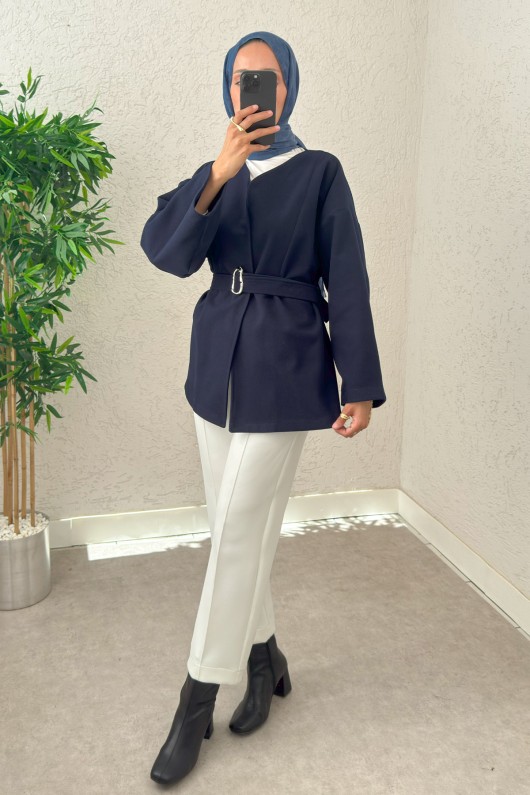 Premium Kaşe Kaban 0019 - LACİVERT