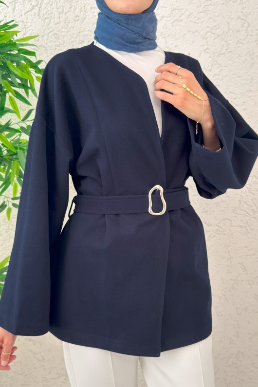 Premium Kaşe Kaban 0019 - LACİVERT