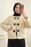 Toka Detaylı Peluş Ceket 0020 - BEJ Toka Detaylı Peluş Ceket 0020 - BEJ