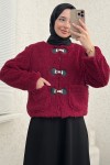 Toka Detaylı Peluş Ceket 0020 - BORDO Toka Detaylı Peluş Ceket 0020 - BORDO