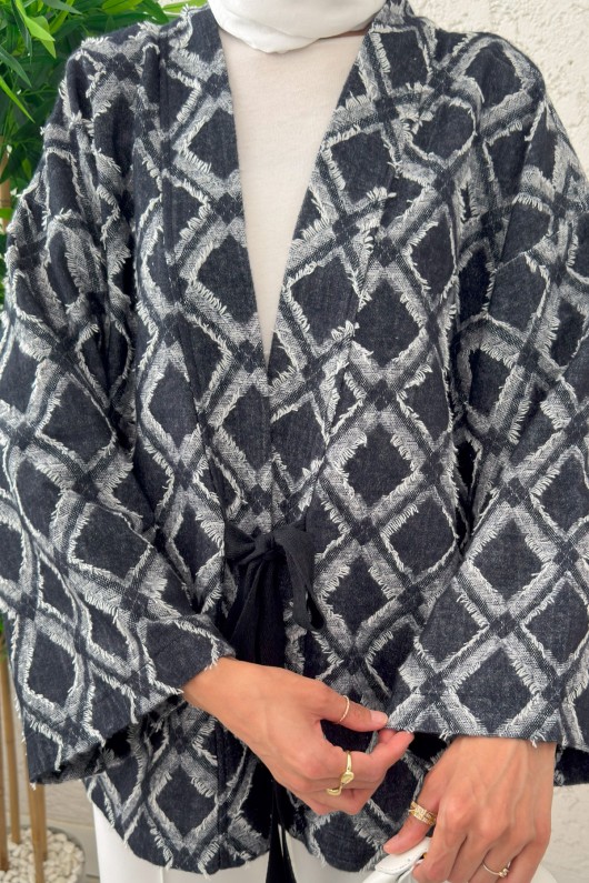 Pötikare Püsküllü Kimono 0021 - KOYU LACİVERT