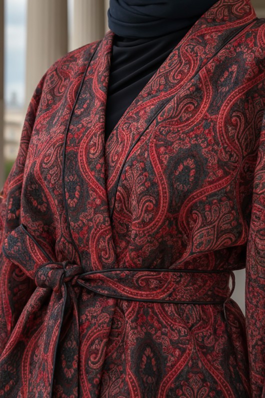 Otantik Desen Kimono 0022 - BORDO