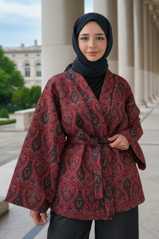Otantik Desen Kimono 0022 - BORDO