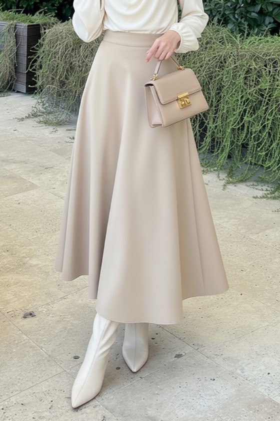 Scuba Kloş Etek 0023 - BEJ