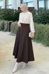 Scuba Kloş Etek 0023 - KOYU KAHVERENGİ