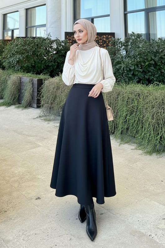 Scuba Kloş Etek 0023 - SİYAH Scuba Kloş Etek 0023 - SİYAH