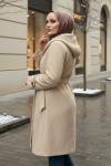 Kapüşonlu Kaşe Kaban 0027 - BEJ