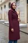 Kapüşonlu Kaşe Kaban 0027 - BORDO Kapüşonlu Kaşe Kaban 0027 - BORDO
