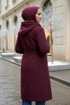 Kapüşonlu Kaşe Kaban 0027 - BORDO Kapüşonlu Kaşe Kaban 0027 - BORDO