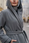 Kapüşonlu Kaşe Kaban 0027 - GRİ Kapüşonlu Kaşe Kaban 0027 - GRİ