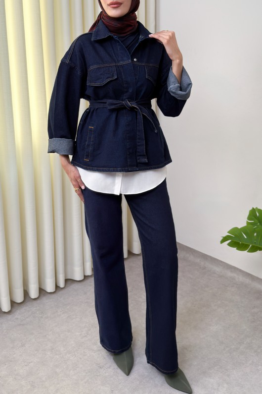 Jean Ceket Pantolon Takım 0028 - KOYU MAVİ