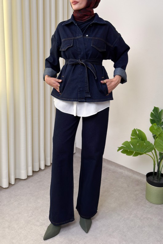 Jean Ceket Pantolon Takım 0028 - KOYU MAVİ