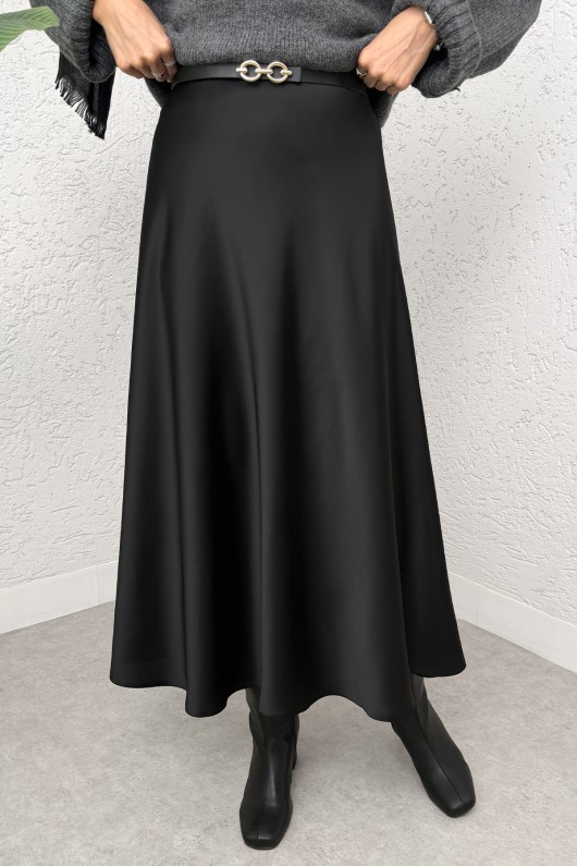 A Kesim Saten Etek 0031 - SİYAH A Kesim Saten Etek 0031 - SİYAH