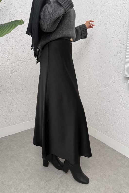 A Kesim Saten Etek 0031 - SİYAH A Kesim Saten Etek 0031 - SİYAH