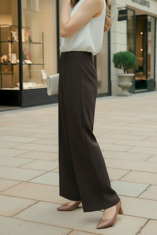 Likralı Scuba Pantolon 0033 - ACI KAHVERENGİ