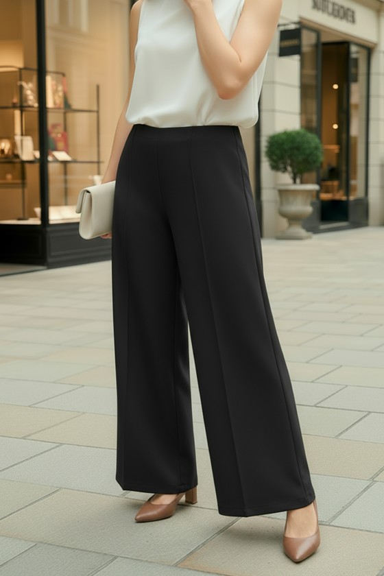 Likralı Scuba Pantolon 0033 - SİYAH