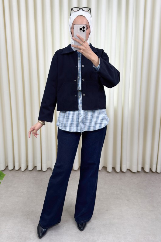 Kanguru Cepli Ceket 0034 - LACİVERT Kanguru Cepli Ceket 0034 - LACİVERT