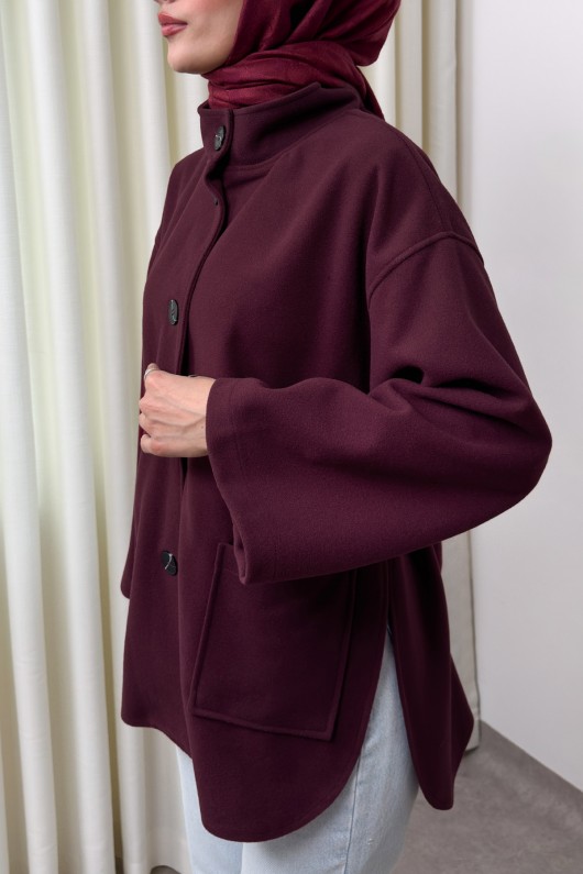 Hakim Yaka Kaşe Ceket 0035 - BORDO