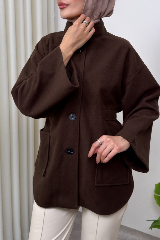 Hakim Yaka Kaşe Ceket 0035 - KAHVERENGİ Hakim Yaka Kaşe Ceket 0035 - KAHVERENGİ