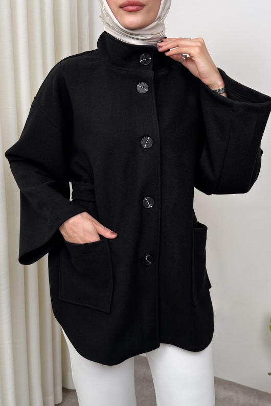 Hakim Yaka Kaşe Ceket 0035 - SİYAH Hakim Yaka Kaşe Ceket 0035 - SİYAH