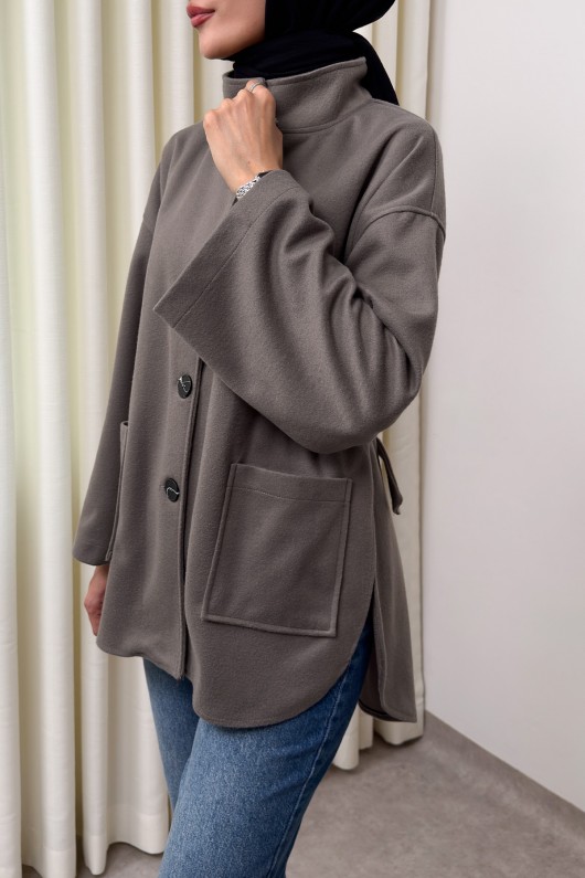 Hakim Yaka Kaşe Ceket 0035 - KOYU VİZON Hakim Yaka Kaşe Ceket 0035 - KOYU VİZON