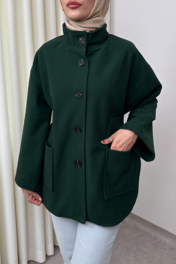 Hakim Yaka Kaşe Ceket 0035 - ZÜMRÜT YEŞİLİ