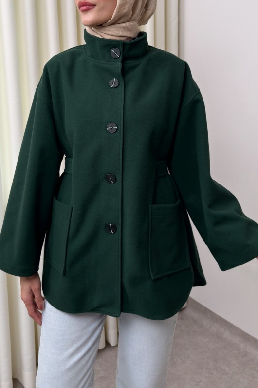 Hakim Yaka Kaşe Ceket 0035 - ZÜMRÜT YEŞİLİ