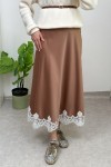 Dantel Detaylı Saten Etek 0038 - CAMEL Dantel Detaylı Saten Etek 0038 - CAMEL