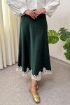 Dantel Detaylı Saten Etek 0038 - ZÜMRÜT YEŞİLİ Dantel Detaylı Saten Etek 0038 - ZÜMRÜT YEŞİLİ