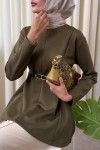 Kemerli Peplum Bluz 0040 - KOYU HAKİ