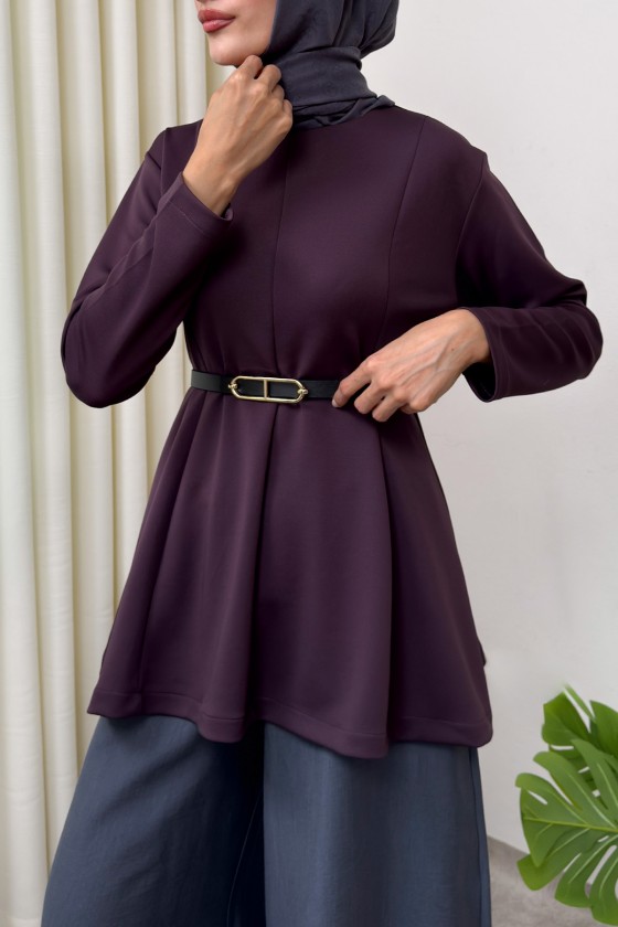 Kemerli Peplum Bluz 0040 - MOR