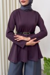 Kemerli Peplum Bluz 0040 - MOR