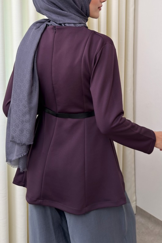 Kemerli Peplum Bluz 0040 - MOR