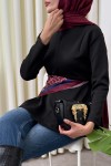 Kemerli Peplum Bluz 0040 - SİYAH