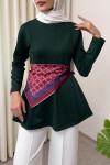 Kemerli Peplum Bluz 0040 - ZÜMRÜT YEŞİLİ