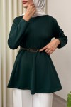 Kemerli Peplum Bluz 0040 - ZÜMRÜT YEŞİLİ
