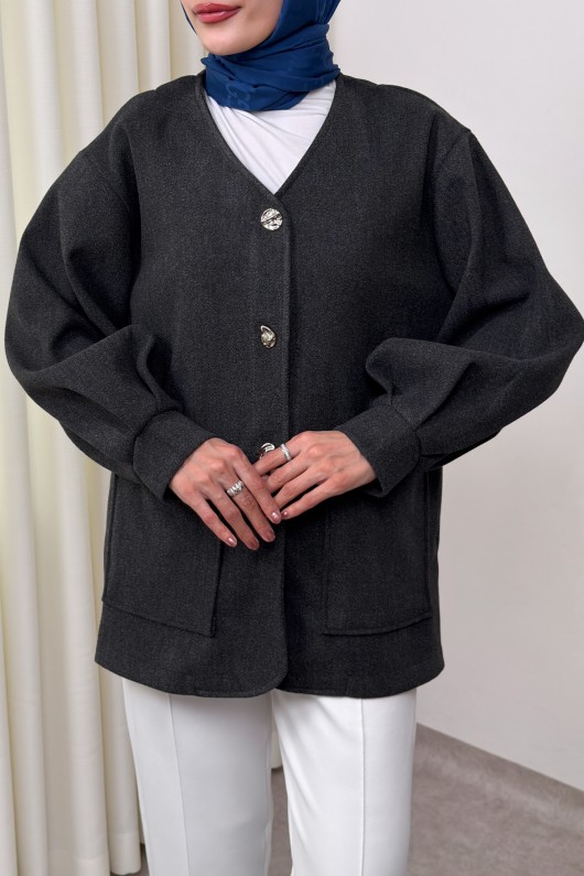 V Yaka Kaşe Ceket 0041 - ANTRASİT V Yaka Kaşe Ceket 0041 - ANTRASİT