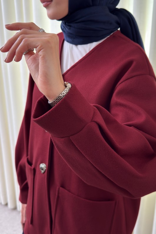 V Yaka Kaşe Ceket 0041 - BORDO V Yaka Kaşe Ceket 0041 - BORDO