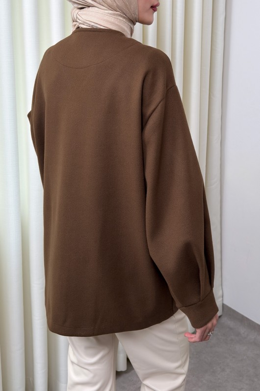 V Yaka Kaşe Ceket 0041 - KAHVERENGİ V Yaka Kaşe Ceket 0041 - KAHVERENGİ