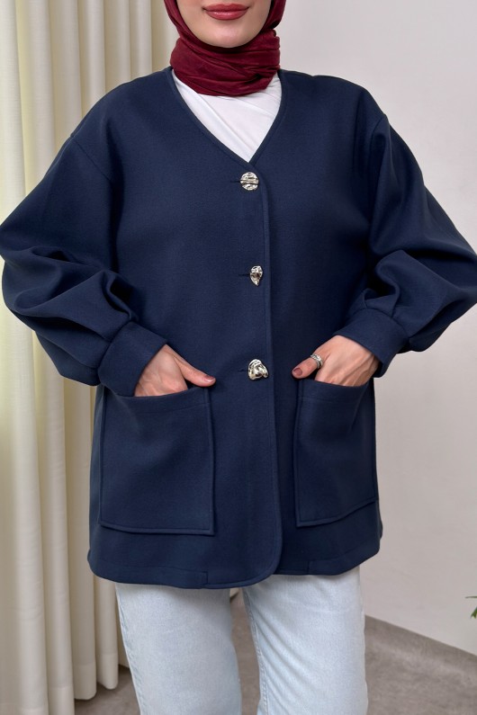 V Yaka Kaşe Ceket 0041 - LACİVERT V Yaka Kaşe Ceket 0041 - LACİVERT