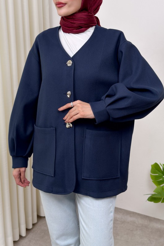 V Yaka Kaşe Ceket 0041 - LACİVERT V Yaka Kaşe Ceket 0041 - LACİVERT