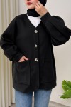 V Yaka Kaşe Ceket 0041 - SİYAH V Yaka Kaşe Ceket 0041 - SİYAH
