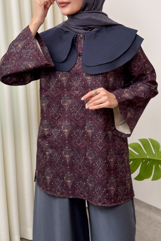 Retro Desenli Oversize Tunik 0042 - MÜRDÜM