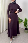 Scuba Suni Deri Kemerli Elbise 0045 - MOR
