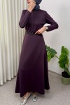 Scuba Suni Deri Kemerli Elbise 0045 - MOR