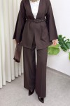 Kemerli Kimono Takım 0047 - KAHVERENGİ Kemerli Kimono Takım 0047 - KAHVERENGİ